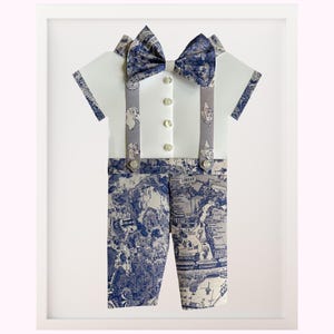 Paper Boy Romper Artwork - Disneyland Map Blue/White Toile