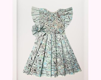 Paper Dress Artwork - Pilot Airplane VFR Chart Map
