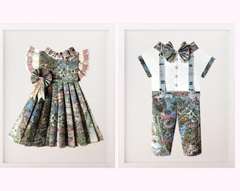 Paper Dress & Romper Artwork Set - Disneyland Map Boy/Girl Matching