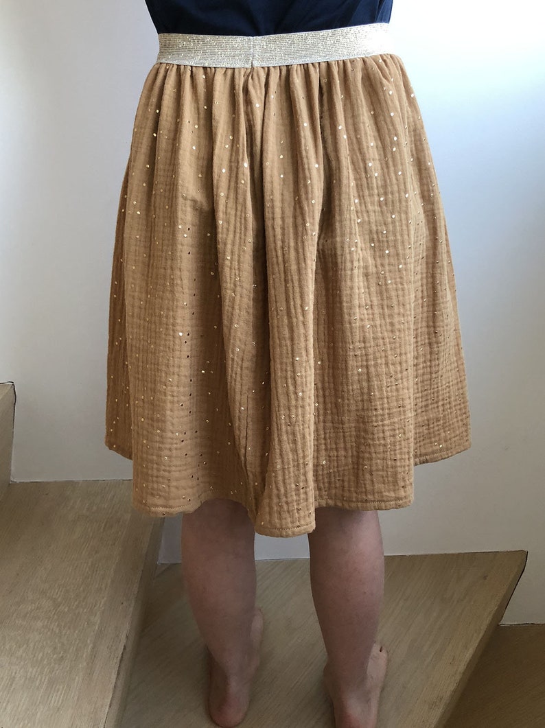 Jupe enfant en double gaze de coton à petits pois dorés et Etsy