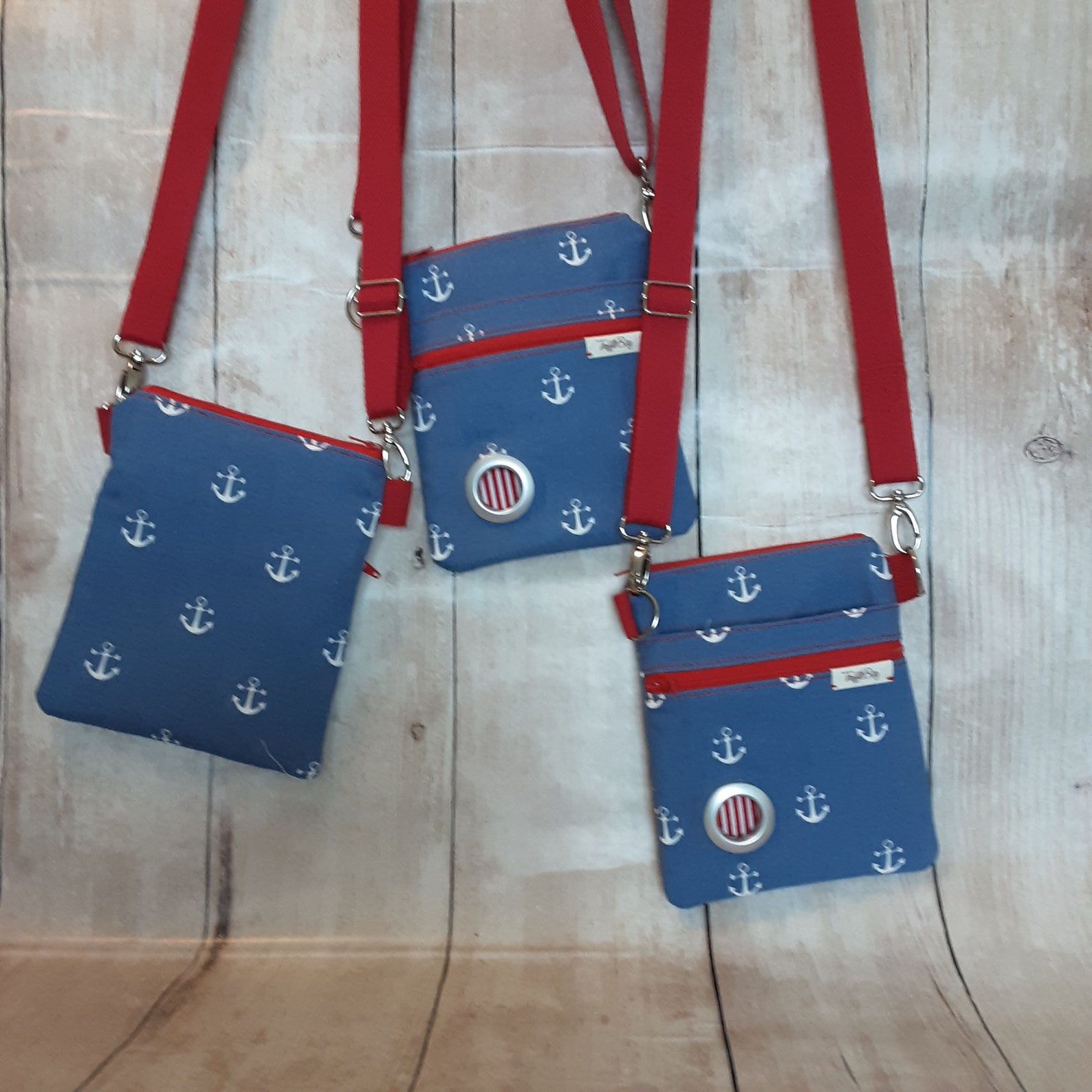Cross Body Dog Walking Bag in Blue and White Nautical Anchor Etsy UK
