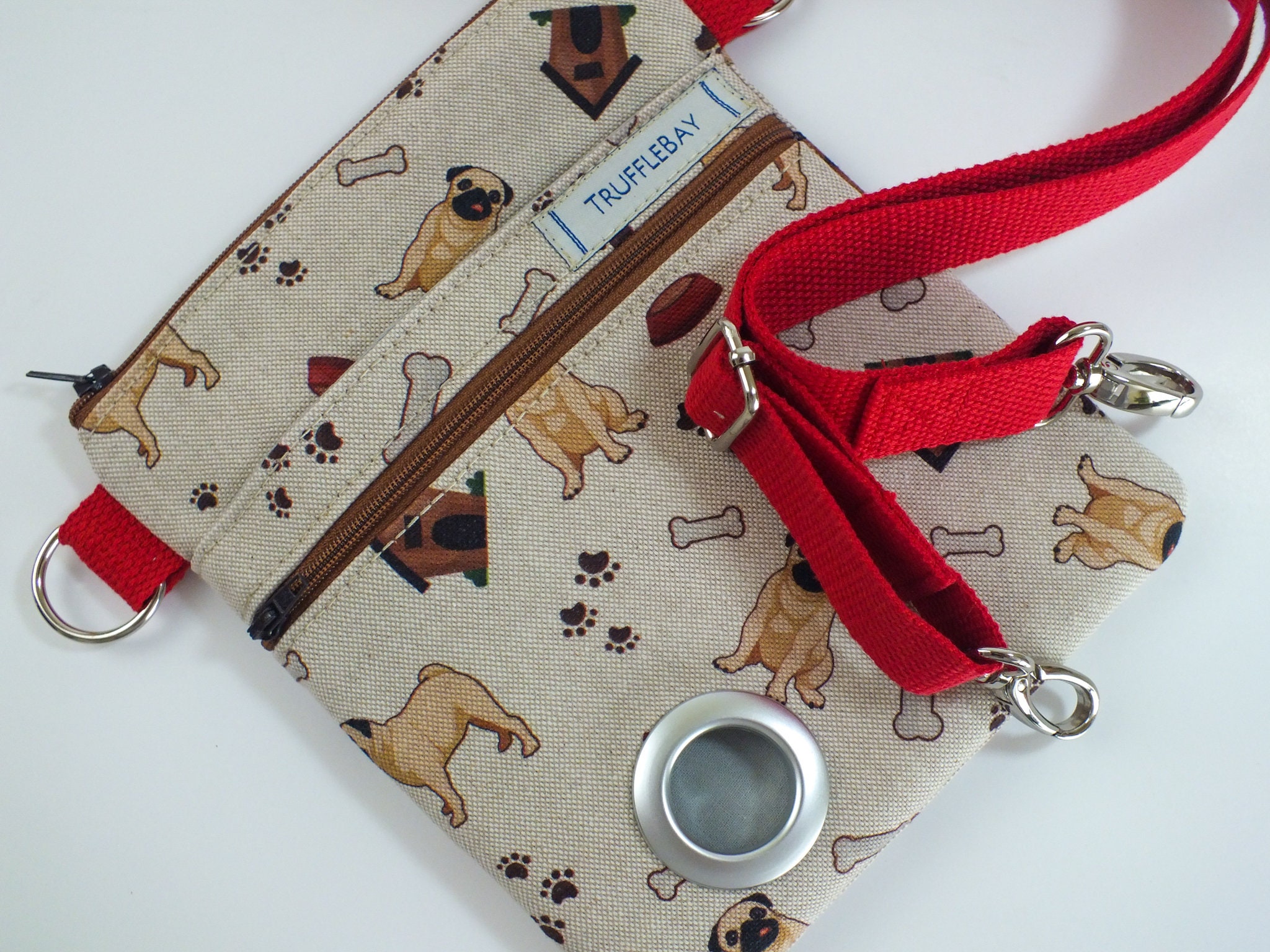 Cross Body Dog Walking Bag. Pug Print Dog Walker's Cross Etsy UK