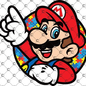 Autism Mario Design - Digital Artwork