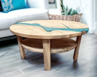 Oval River Coffee Table: Mid Century Modern Wood Accent Table