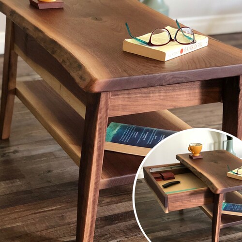 Live Edge Wood Coffee Table Black Walnut Farmhouse Coffee Etsy