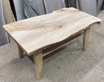 Rustic Live Edge Handmade Wood Coffee Table, Farmhouse Table, Mid Century Modern Coffee Table