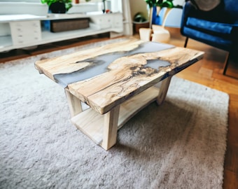 Handmade River Table, Wood Coffee Table, Mid Century Modern Coffee Table