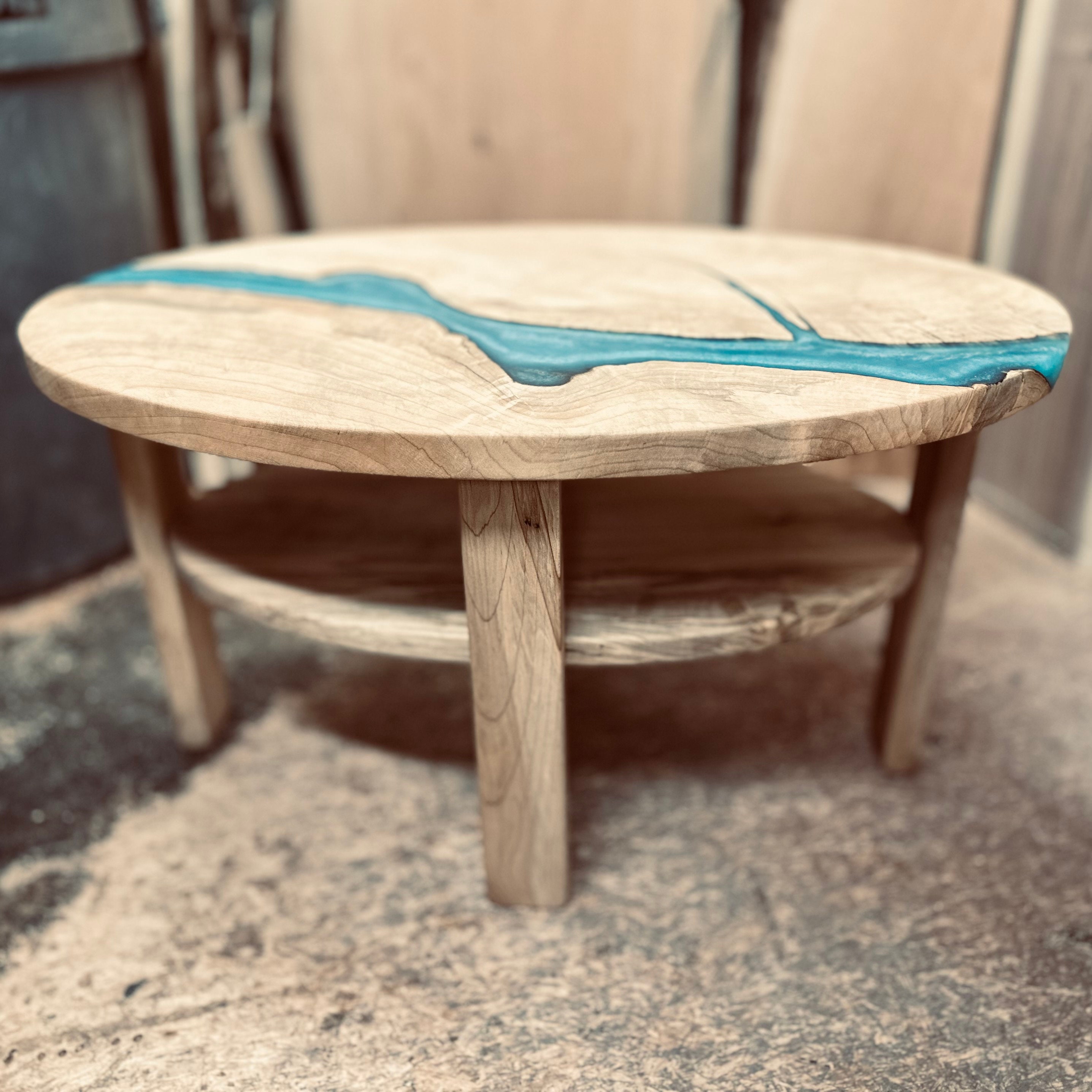 Round Maple Epoxy River Coffee Table — Stockton Heritage