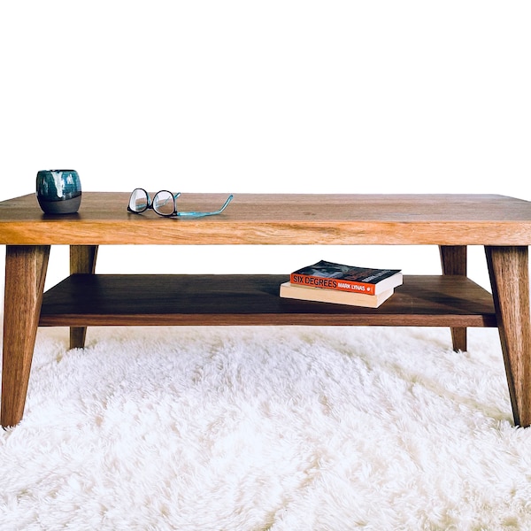 Handmade Mid Century Modern Wood Coffee Table: Customizable