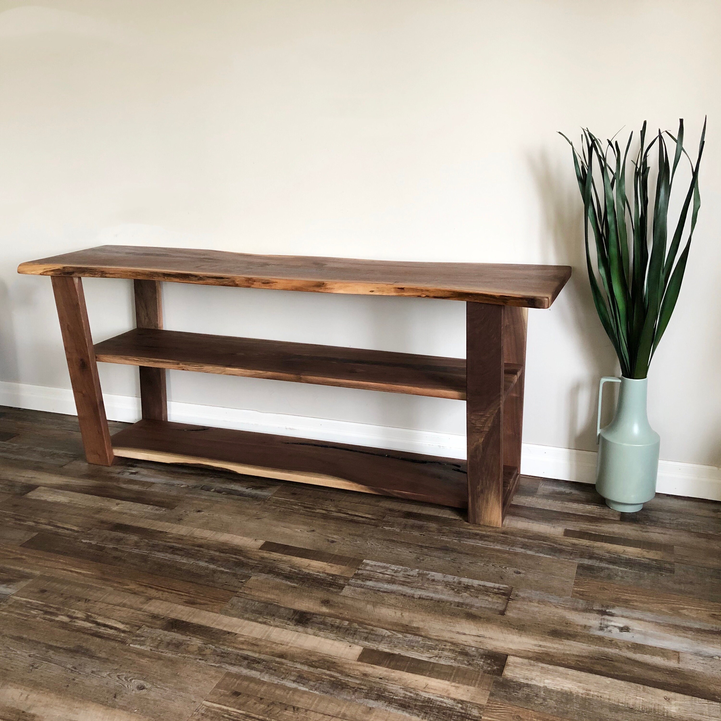 Live Edge Console Table Entryway Table Wood Media Console Etsy
