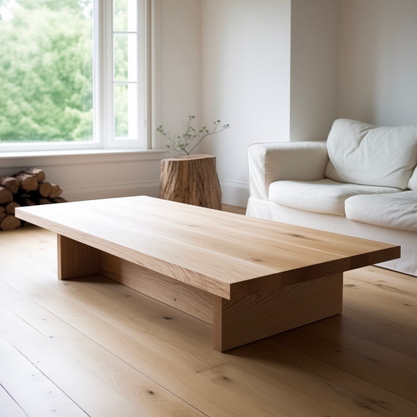 Mesa de centro boho moderna, mesa de centro de madera hecha a mano, mesa boho