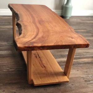 Live Edge Rustic Wood Coffee Table, Farmhouse Table, Mid Century Modern Coffee Table image 6