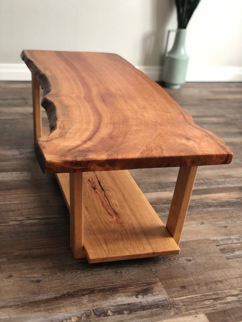 Live Edge Rustic Wood Coffee Table, Farmhouse Table, Mid Century Modern Coffee Table image 6