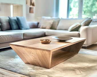 Modern Minimalist Boho Coffee Table, Handmade Wood Coffee Table, Boho Table