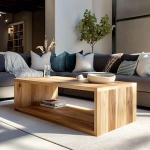 Handmade Solid Wood Boho Coffee Table: Customizable Size