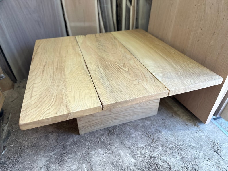 Square Modern Boho Coffee Table, Handmade Wood Coffee Table, Boho Table image 8