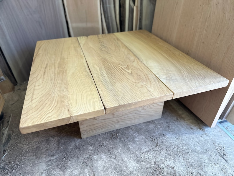 Square Wood Coffee Table: Modern Boho Style, Customizable image 8