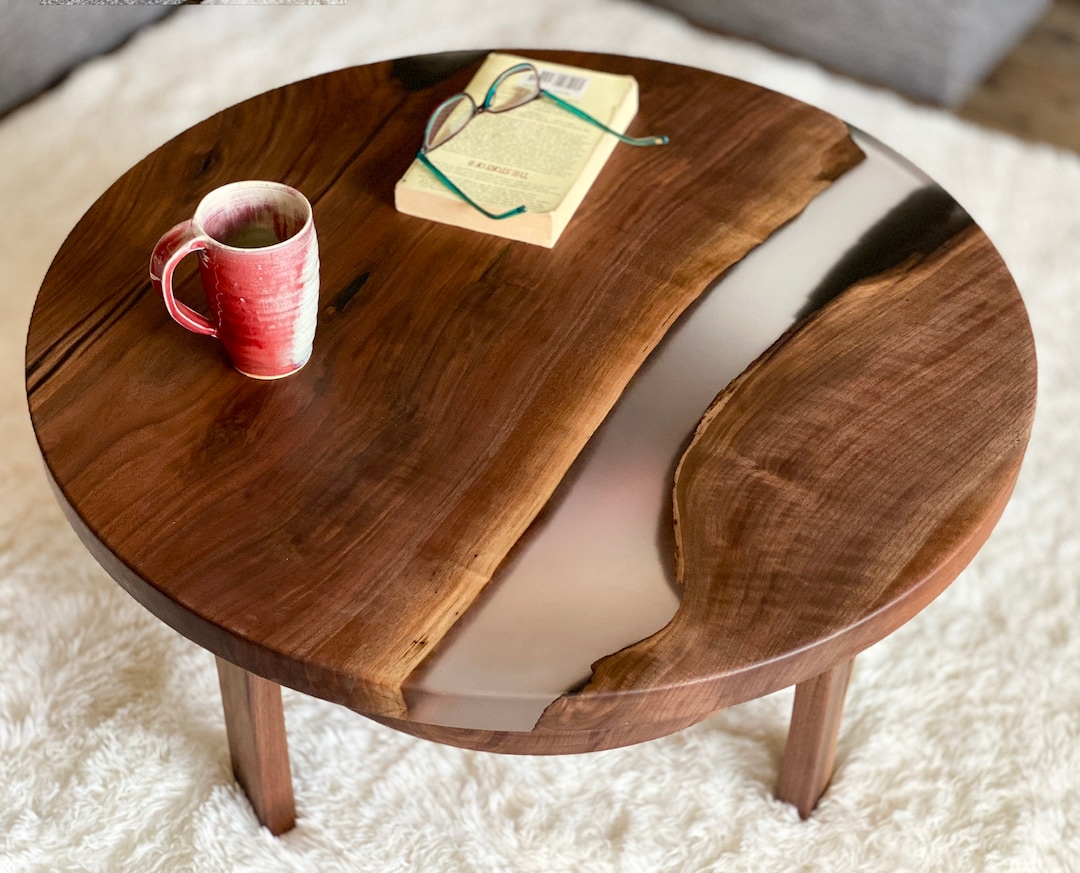 Round River Table, Handmade Wood Coffee Table, Mid Century Modern