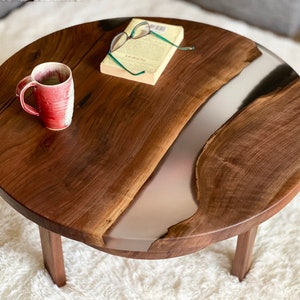 Round River Table, Handmade Wood Coffee Table, Mid Century Modern Coffee Table