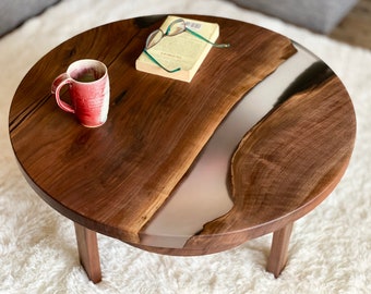Round River Table, Handmade Wood Coffee Table, Mid Century Modern Coffee Table