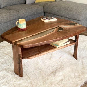 River Coffee Table: Mid Century Modern Wood Table
