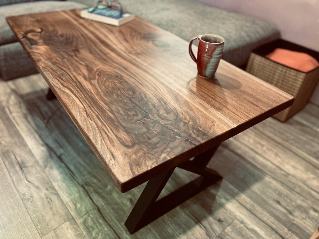 Mid Century Modern Wood & Steel Coffee Table Handmade Wood - Etsy