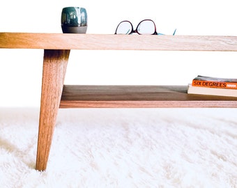 Table basse moderne du milieu du siècle, table basse en bois faite main, table bohème