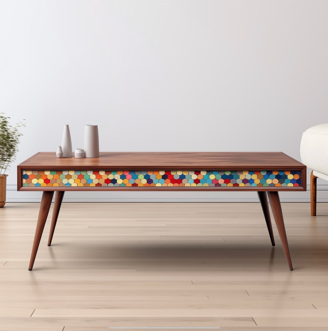 Handmade Mid Century Modern Wood Coffee Table: Customizable - Etsy