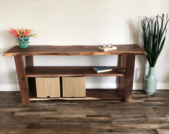 Live Edge Console Table, Entryway Table, Wood Media Console