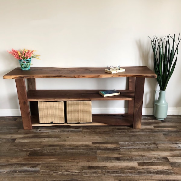 Live Edge Console Table, Entryway Table, Wood Media Console