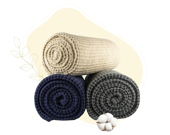 Organic Cotton Waffle Weave Throw Blanket - 100% Certified Organic Cotton - Warm, Cozy, & Breathable Throw
