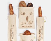 Reusable Bread Bags for Homemade Breads - 100 Organic Linen Bread Bags - Cloth Loaf Bags for Breads and Bagels - Ecofriendly Zero Waste