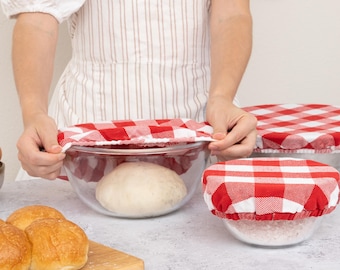 Reusable Bowl Covers Set for Bread Proofing, 100% Organic Linen Fabric Bowl Covers  with Elastic Edges, Kitchen Gift for Bakers & Home Cooks