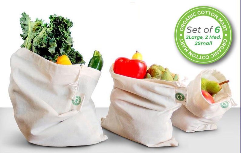 OrganicCottonMart Muslin Cotton Produce Bags