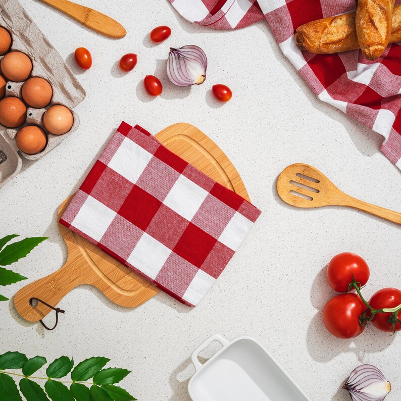 Red Christmas Kitchen Towels Holiday Decor Red Kitchen Etsy