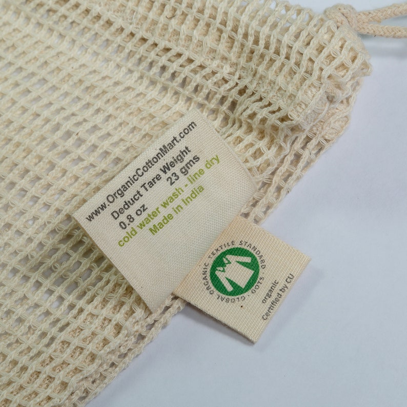 Reusable Produce Bags Organic Cotton Mesh Produce Bags 6 Pack Washable Mesh Vegetable Bags Tare Weight on Label image 6