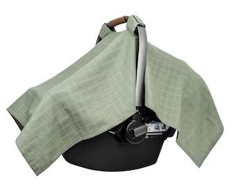 Baby Car Seat Canopy - 100% Organic Cotton Car Seat Canopy Cover - Breathable, Washable & Fits All Car Seats