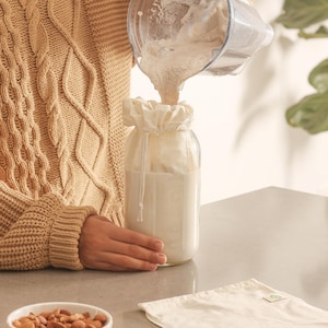 Nut Milk Bags of Organic Cotton - Reusable, Washable Mesh Strainer Bag - For Almond & Nut Milk, Cold Brew Coffee, Greek Yogurt