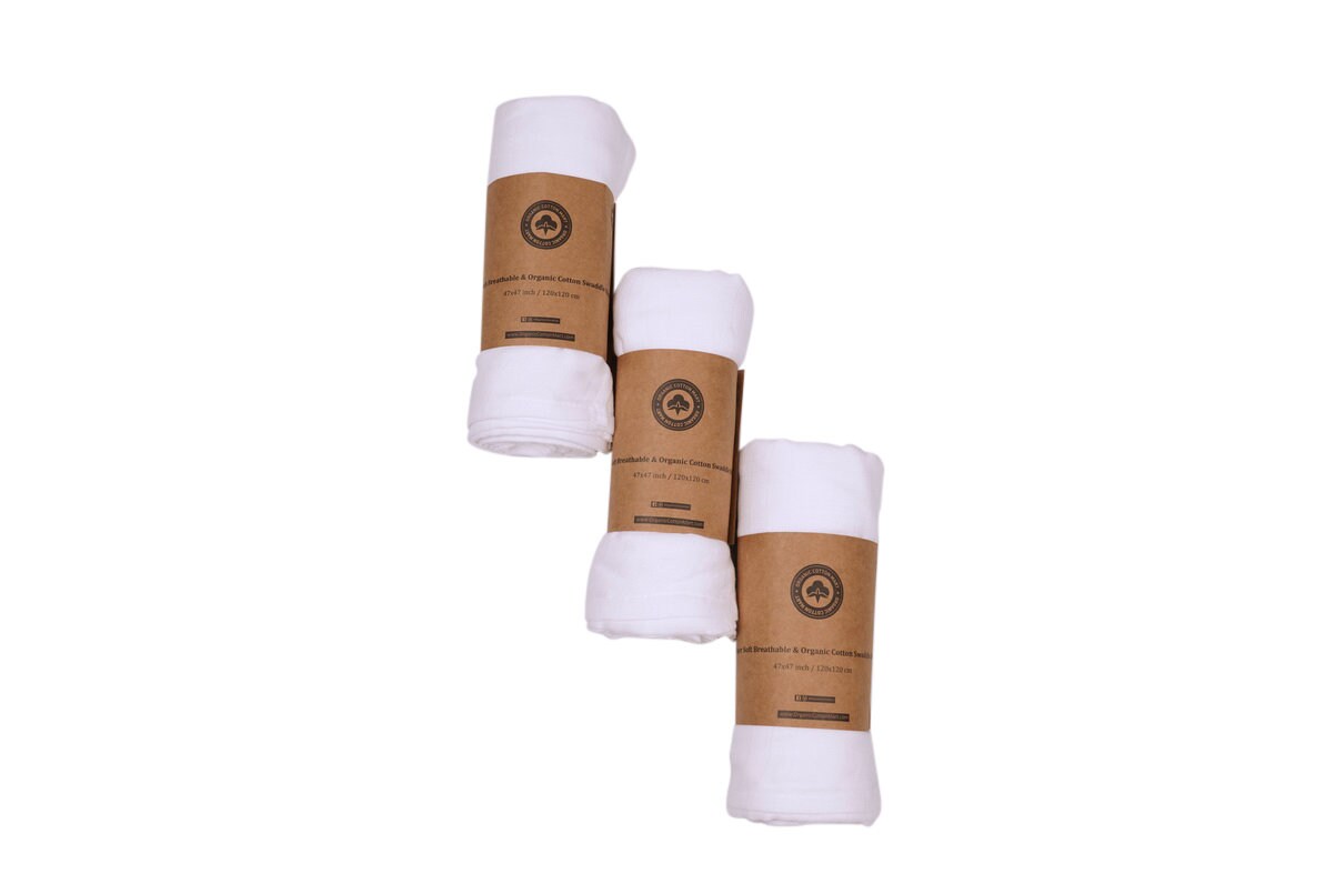 Organic Cotton White Swaddle Blankets Blank White Milestone Etsy