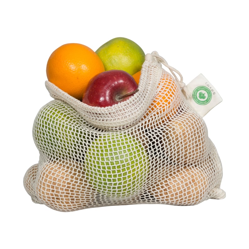 Reusable Produce Bags Organic Cotton Mesh Produce Bags 6 Pack Washable Mesh Vegetable Bags Tare Weight on Label image 5