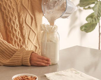 Nut Milk Straining Bags, Organic Cotton Nut Milk Bags, Reusable Straining Bags for Vegan Milk, Cheese & Yogurt, Pack of 3, 14”x12”