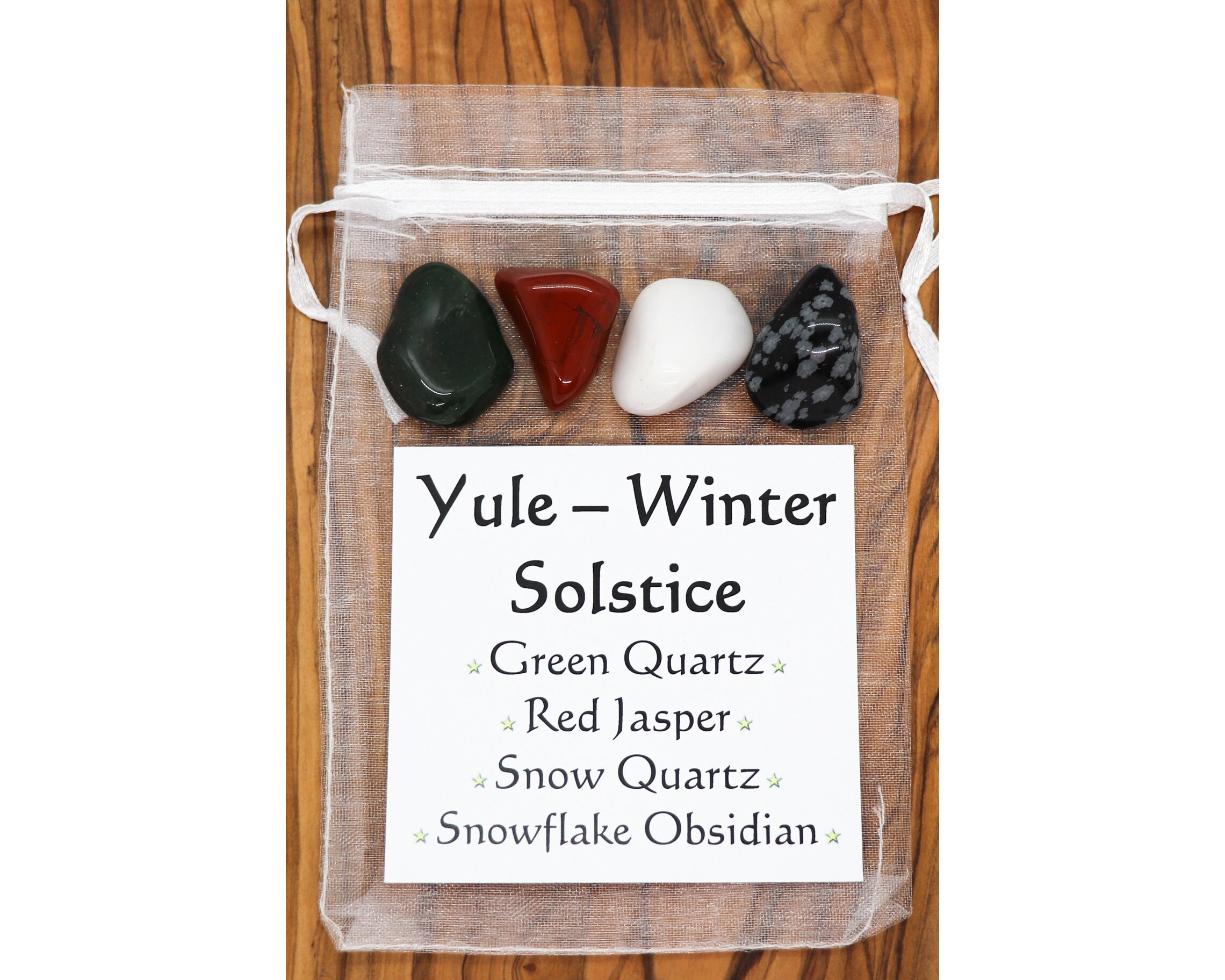 Yule Winter Solstice Crystal Gift Set Green Quartz Red Jasper Etsy