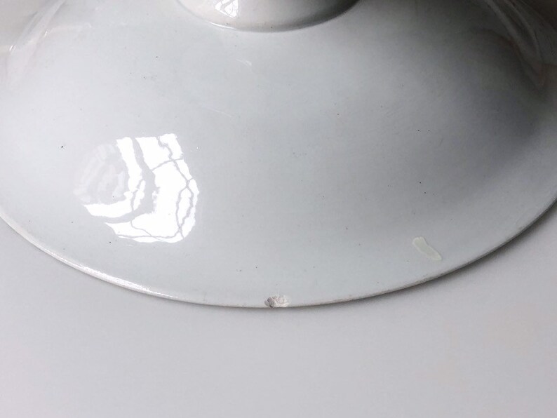 Vintage french transferware footed cake stand compote bowl fruit bowl