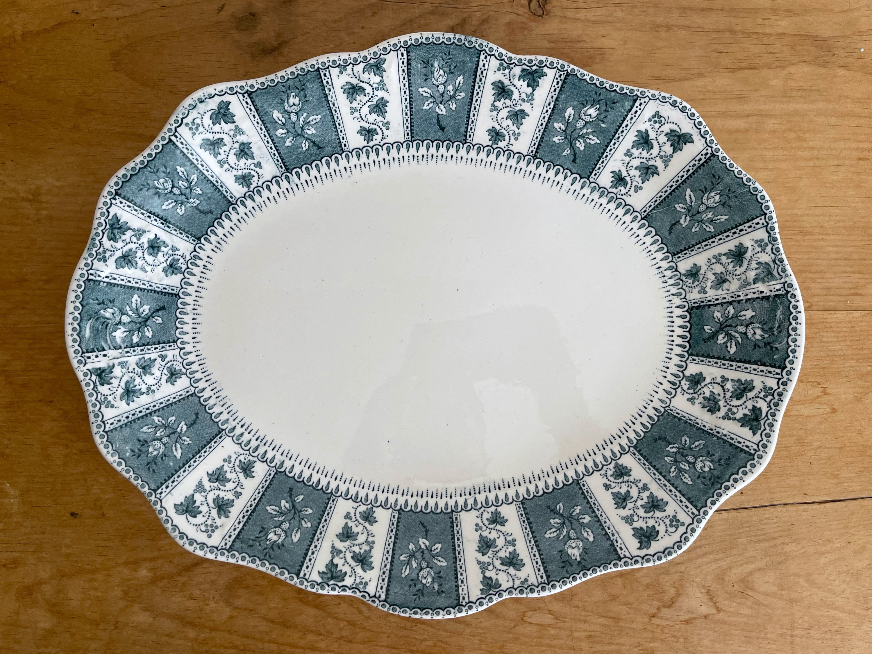 Vintage blue and white floral serving platter with fluted edge Etsy