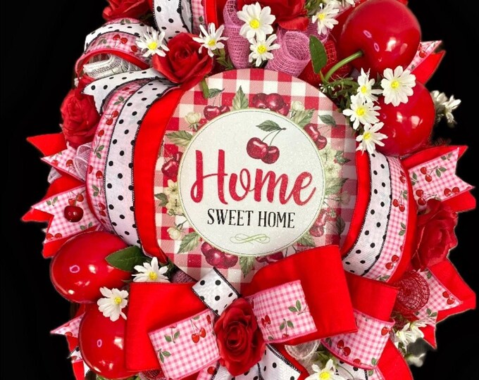 Cherry Designer Wreath, Summer Cherry Wreath
