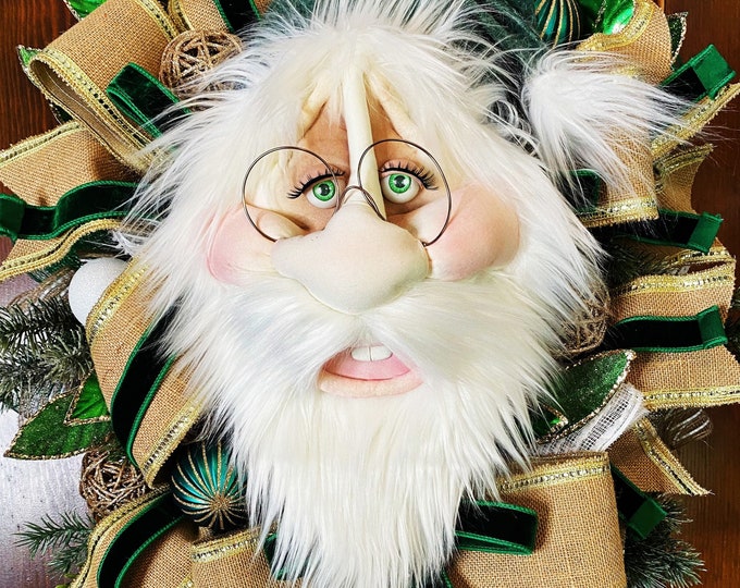 Emerald Santa Claus Wreath, Christmas Wreath