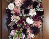 Burgundy and Blush Pink Fall Wreath