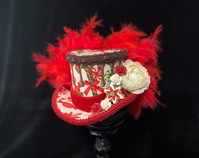 Peppermint Mini Top Hat with Chocolate Drizzle, Christmas Mini Top Hat