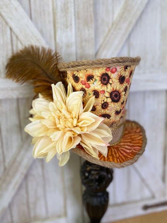 Fall Glory Mini Top Hat Fall Top Hat Floral Top Hat Etsy