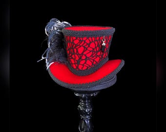Red Gothic Mini Top Hat